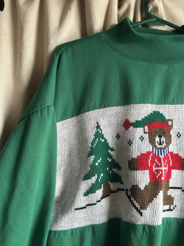 Suéter vintage Natal ursinho de pelúcia tamanho L Grandmacore anos 80 anos 90 retrô Natal - Imagem 2 de 4