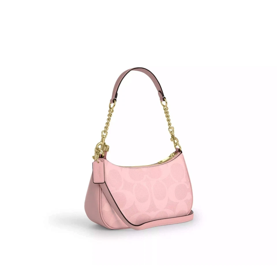 Bolsa de ombro COACH Teri em lona exclusiva/ouro/pó rosa nova CAL51 - Imagem 2 de 4
