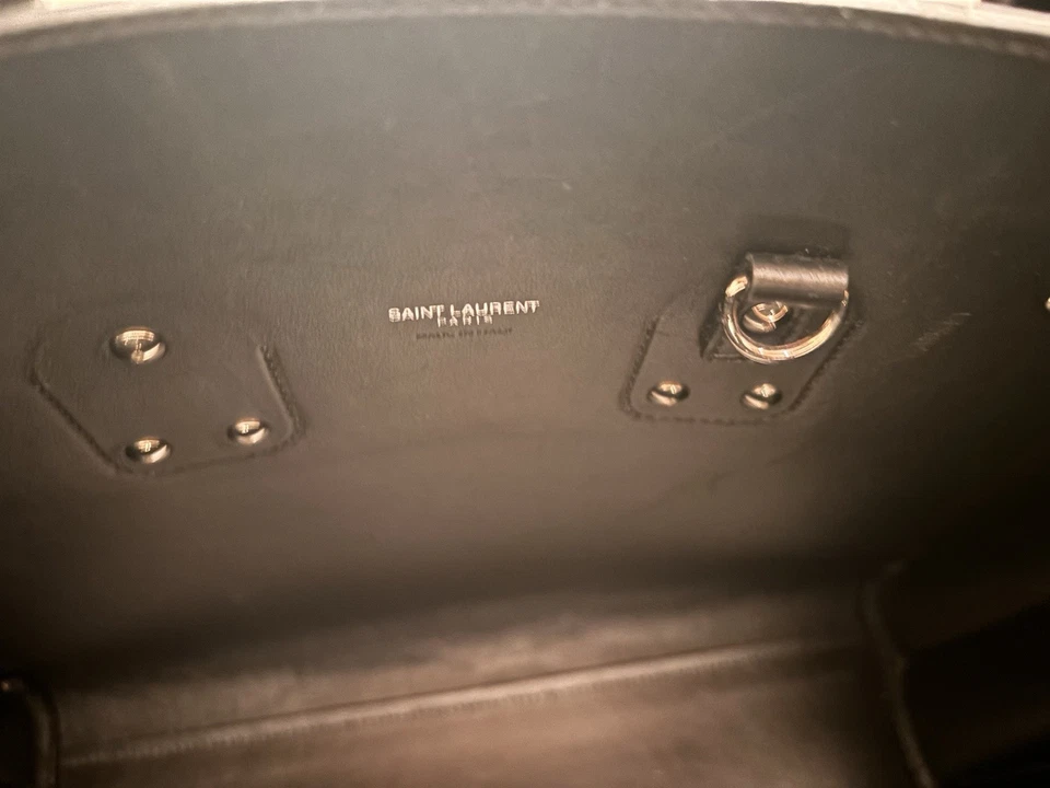 Saint Laurent Black Leather Croc Sac de Jour Large Bag Excellent Condition - Image 4 of 4