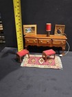 VINTAGE DOLLHOUSE WOODEN MINIATURE FURNITURE LOTRUG,  TABLE, WALL PICS, LAMP++ — photo 9