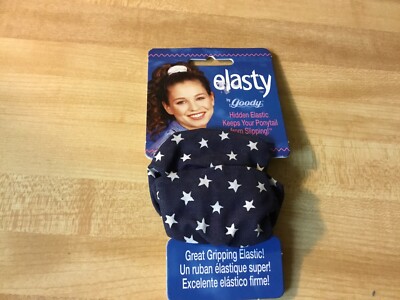 vintage (1996) goody elasty ponytail holder scrunchie blue with white stars New