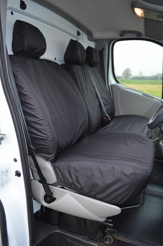 Waterproof Minibus Black 9 Seat Covers (NoArmrest) Fits Nissan Primastar 2002-06 - Picture 2 of 5