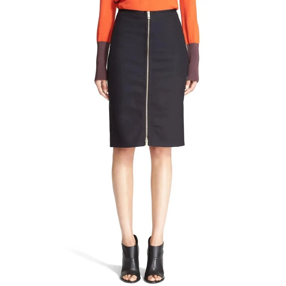 Rag & Bone Womens Salute Mazy Straight Pencil Skirt Size 8 Blue Zipper Wool NWT