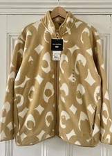 Marimekko Uniqlo Women’s Beige Ivory Geometric Fleece Jacket Xxl 2xl Uk 18 Eu 46