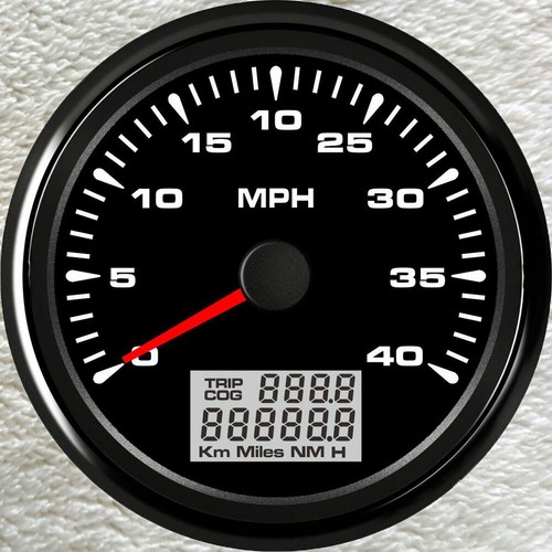 85mm(33/8inch) BLack GPS 40MPH Speedometer Odometer Trip COG For Car