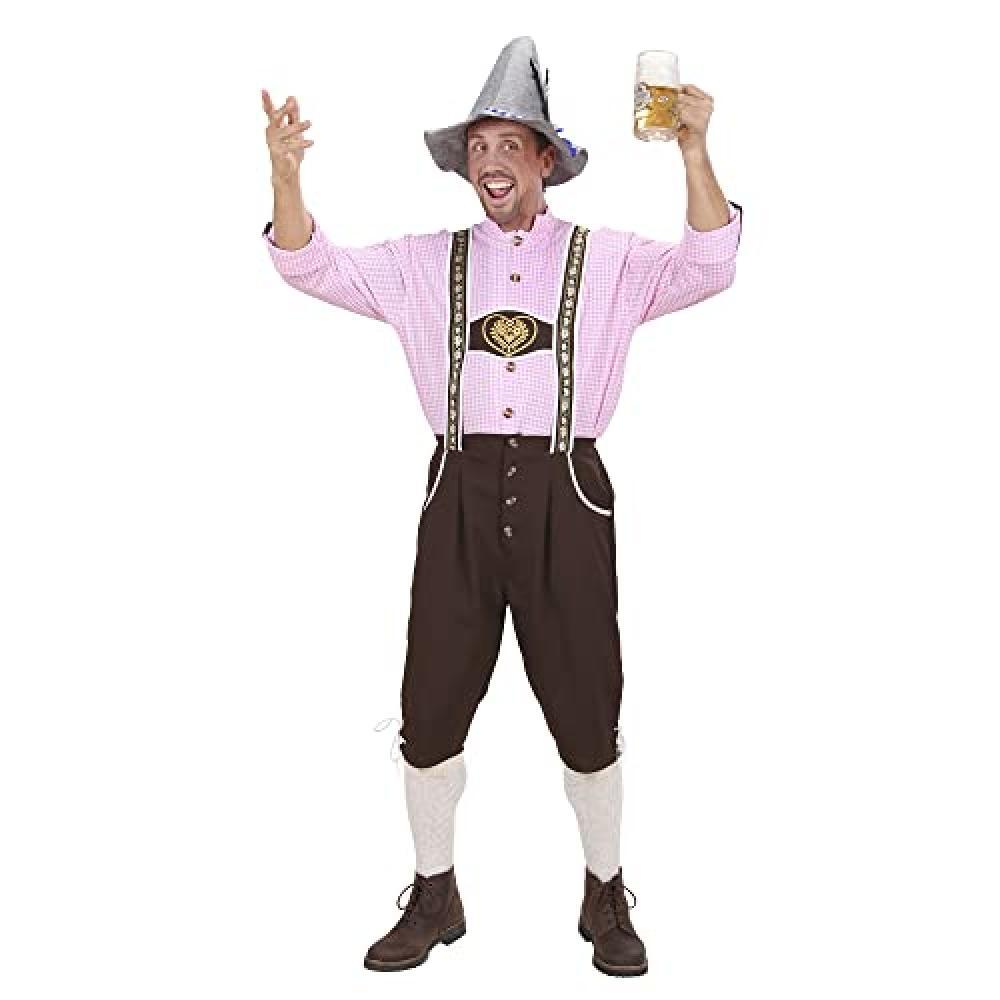 (TG. XL) Widmann - Costume bavarese, camicia e lederhosen, festa della birra, fe