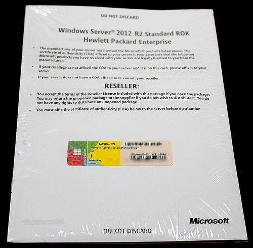 Microsoft Windows Server 2012 R2 Standard ROK HPE 2CPU/2VM / DVD NEU