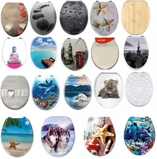 Toilet Seat Resin MDF Novelty Design Toilet Seats Strong Silver Hinges Bathroom