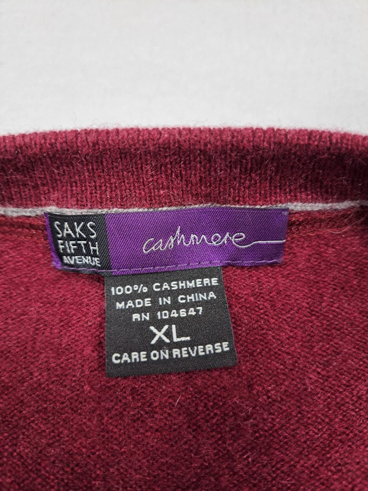 Suéter Ballantyne Saks Fifth Avenue para mujer XL borgoña cachemir manga larga Foto 3 de 4