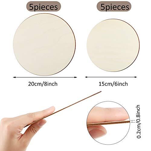 10 Unfinished Wood Circles - 6 Inch & 8 Inch Round Wood Slices For Crafts
