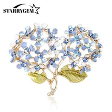 Elegant Women Rhinestone Powder Hydrangea Brooch Pin for Women Accessories USA