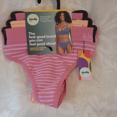 3 PAIR KINDLY YOURS SEAMLESS THONG PANTIES RECYLED MATERIALS   SZ S 4-6 