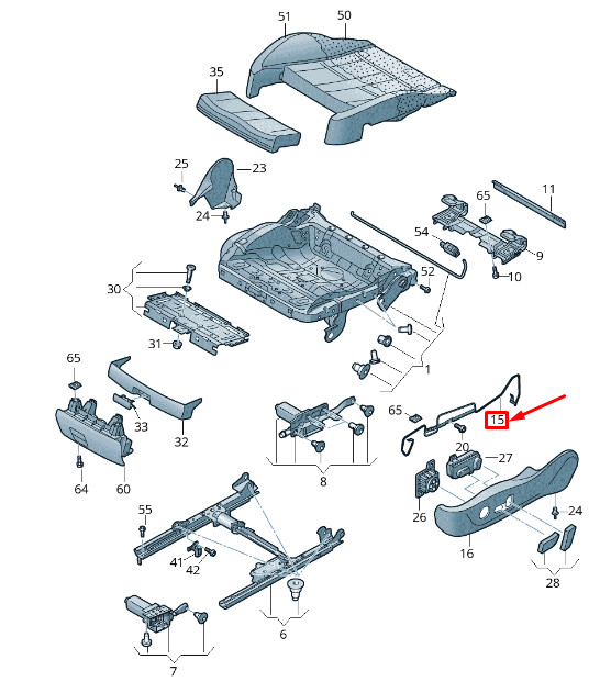 Barre de retenue de siège avant droit pour Audi A6 C7 4G0881560