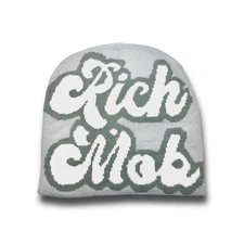 Unisex Rich Mob Y2K Streetwear beanie Skully Hip Hop Fashion In Gray