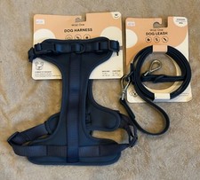 Wild One Bundle Set - Standard Dog Leash  Medium Harness Navy Dark Blue