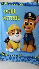 Paw Patrol child or toddler baby blanket Chase Rubble pawprints 30x40