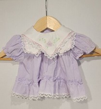 Vintage Cradle Togs Ruffle/Lace Purple Flowers Lace Baby Girl Dress Sz 0-6