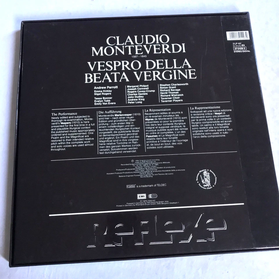 MONTEVERDI Vespers 1610 Taverner Consort Parrott EMI Reflexe 2LP Box Set NM - Image 2 of 4