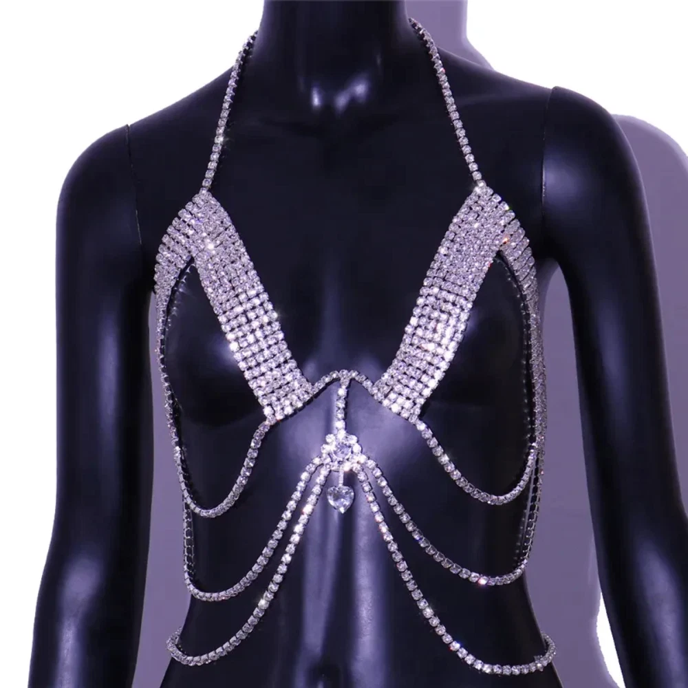 Rhinestone shop chain bra