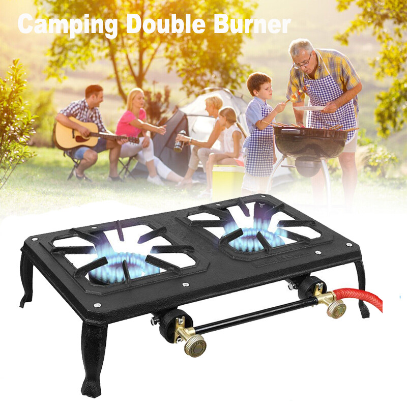 Portable Double Burner Camp Stove Cast Iron Propane Gas LPG Picnics BBQ  Cooker - CNS Center of AZ