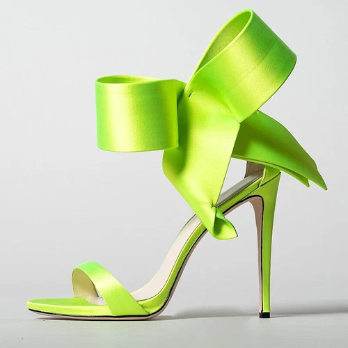 Trend Women's Sandals Big Bowtie Decroted Ladies High Heels Bridal Shoes - Foto 10 di 20