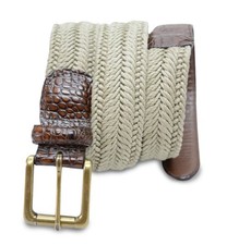 7917 - Marco LTD Men's Nautical Woven Cotton Braided Leather Dress Belt
