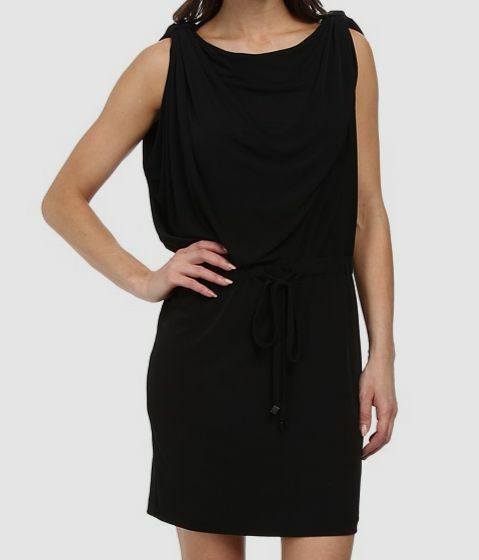 Jessica Simpson Women's Black Draped Drawstring Jersey Dress Size XS