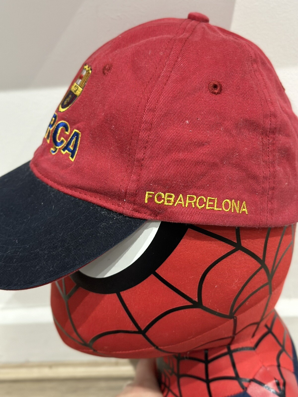 Rare Vintage Barcelona Barca Futbol Club Navy Blue Burgundy Embroidery Hat Cap image 3
