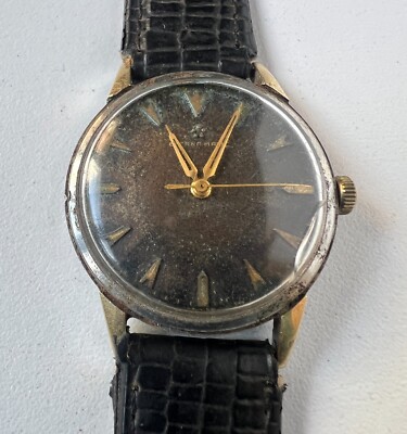 Vintage Eternamatic Automatic Watch Cal 1416U Mens Black Dial To Restoration