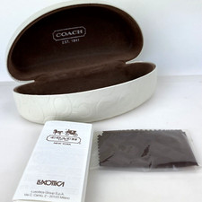 COACH SUNGLASSES GLASSES CASE White Logo Hard Clamshell Pamplet Cloth Gift