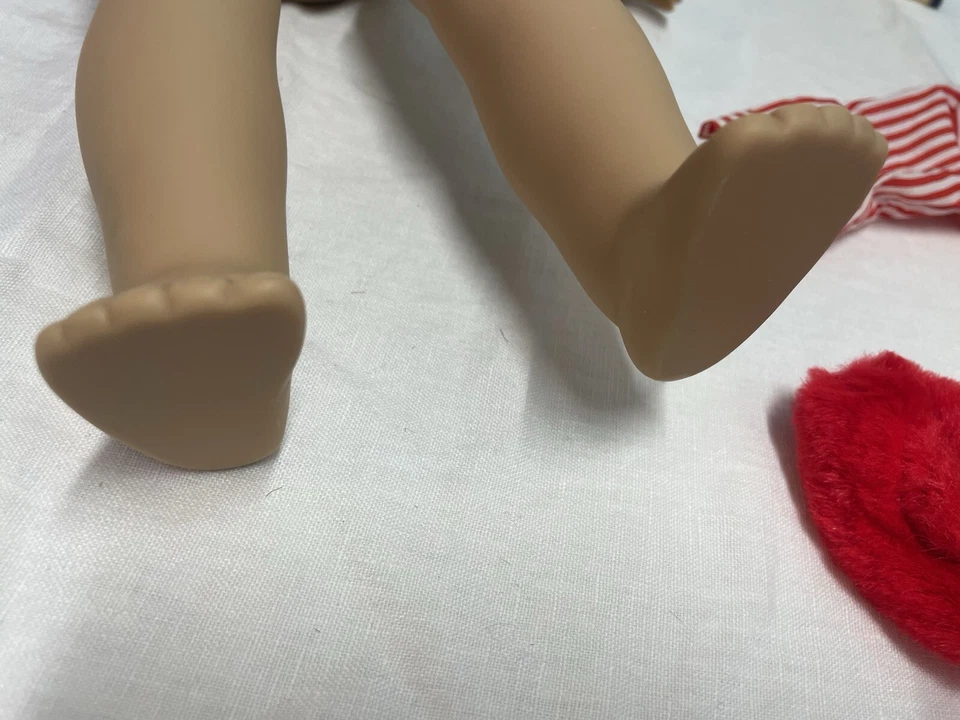 American Girl Doll Molly Mcintire Red/White Pajamas Robe Slippers Brush Glasses - Image 3 of 4