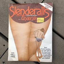 Slenderalls Underalls PantyHose Nude Beige Brief Nude Legs Queensize 80s Vtg