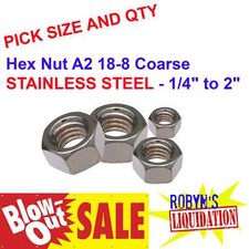 Hex Nut 18-8 Coarse STAINLESS STEEL - 1/4" to 2"