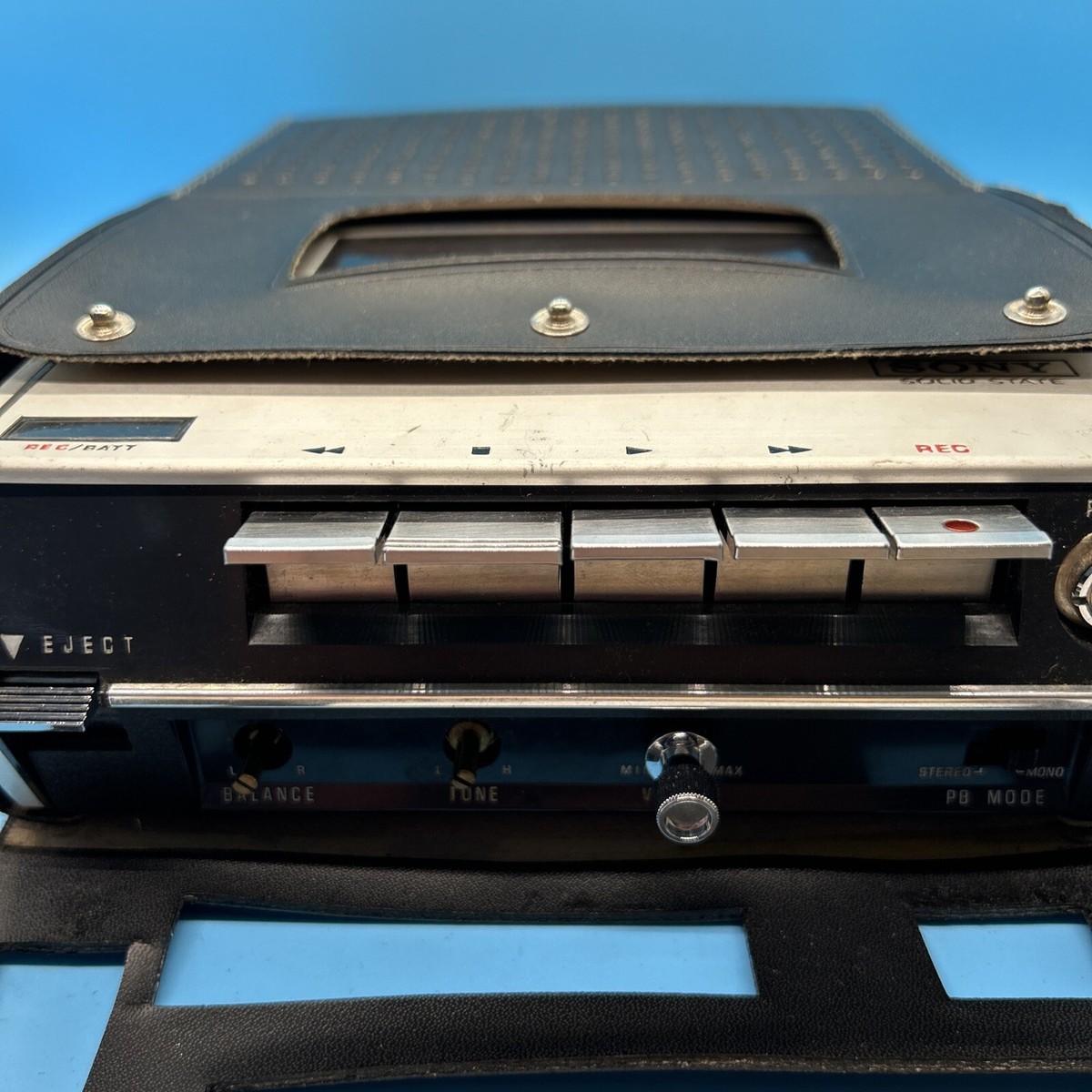 Vintage Sony TC-124 Cassette Recorder With Case and Accessories