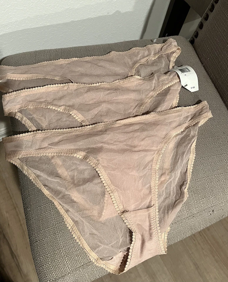 3 Pack On Gossamer mesh Low cut brief underwear for women  Plus Size 2X  Nude - Image 2 of 2