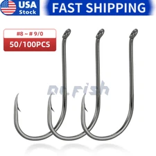 50/100pcs Octopus Circle Fishing Hooks Size #8-9/0 High Carbon Steel Saltwater
