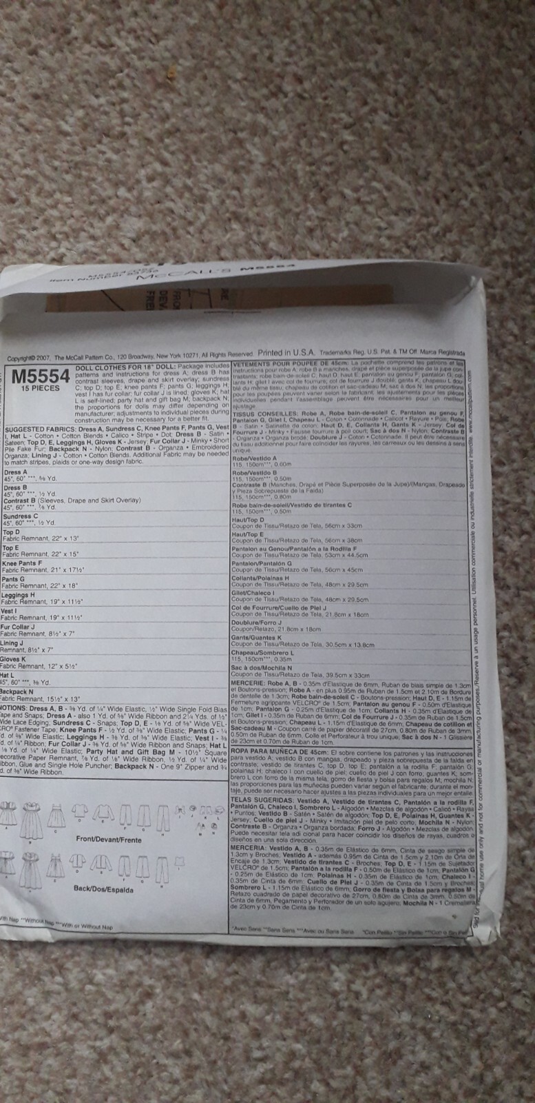 Pattern M5554 Mccalls 18