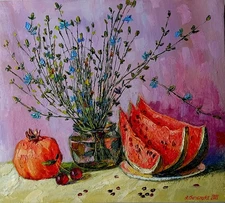 Flowers Impasto Painting Original Art Impressionism Oil Painting 19.6 x 17.7 in