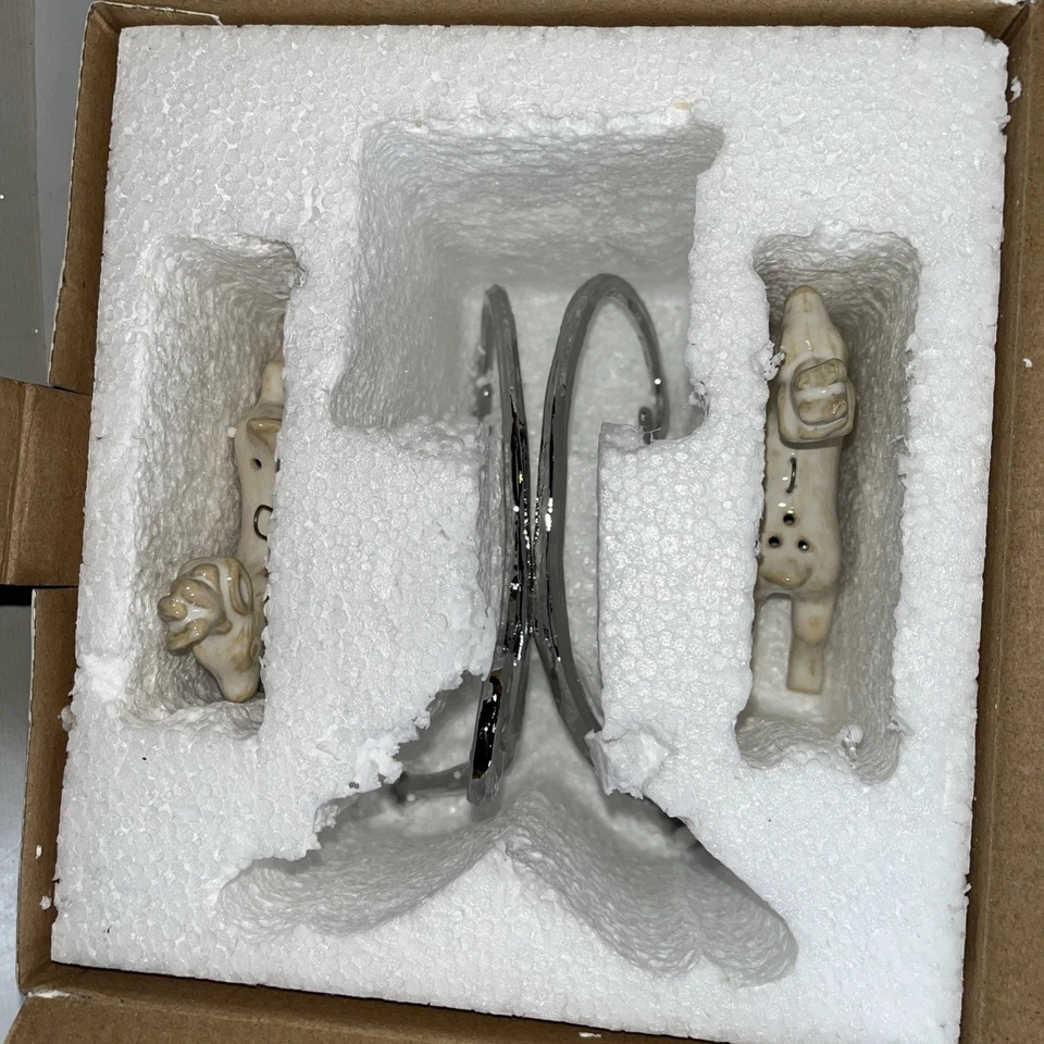 Pottery Barn Flying Reindeer Salt & Pepper Shakers Stand Set Christmas - Image 4 of 4