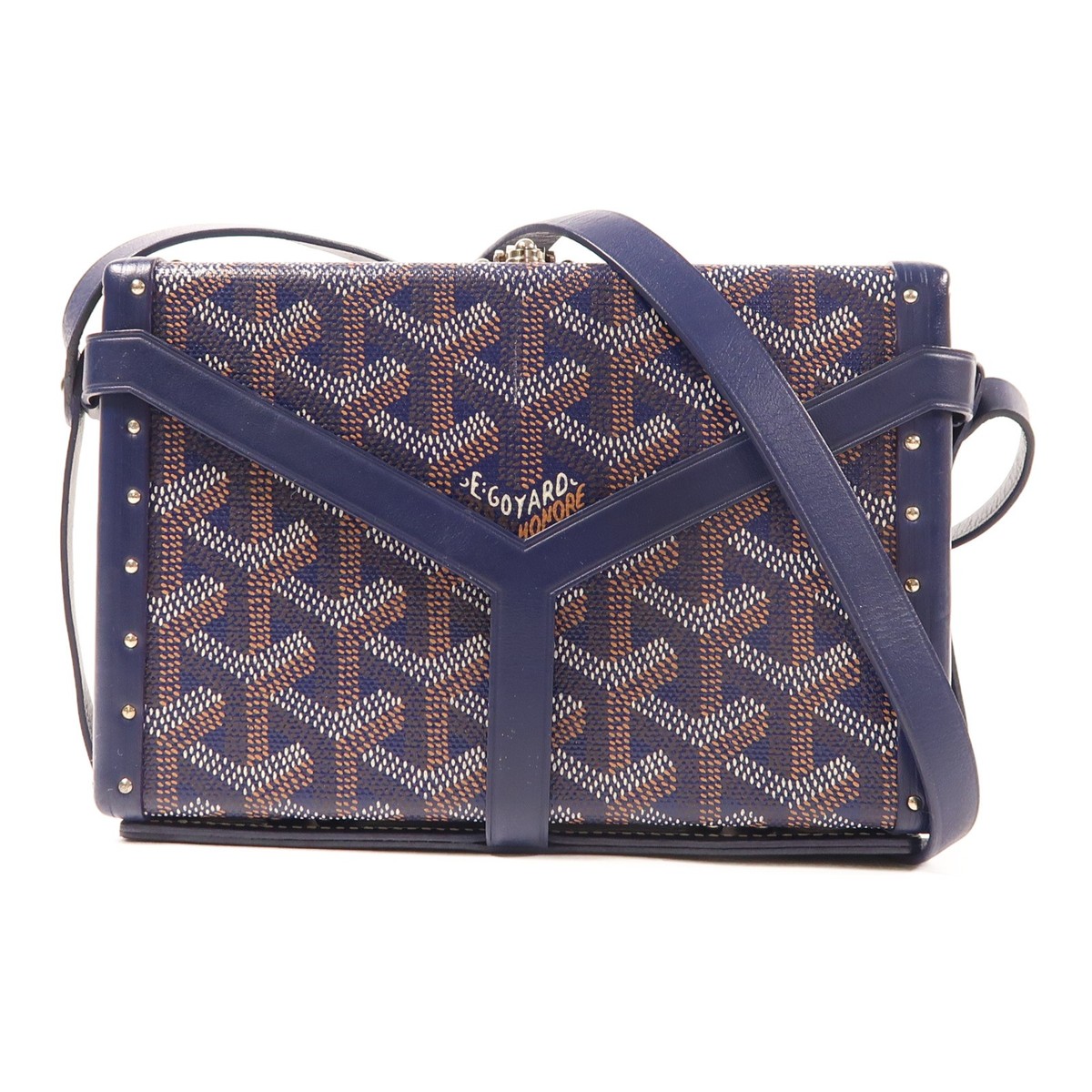 GOYARD Minaudiere Trunk Bag Shoulder Bag Coated Canvas Navy UK