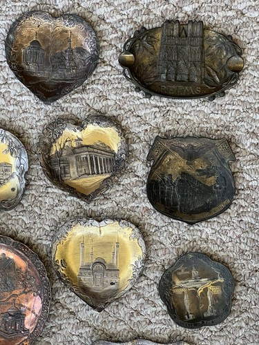 VINTAGE 1950s 60s State Change Tray Tin Copper Metal Souvenir Ashtrays LOT of 28 - Picture 2 of 8