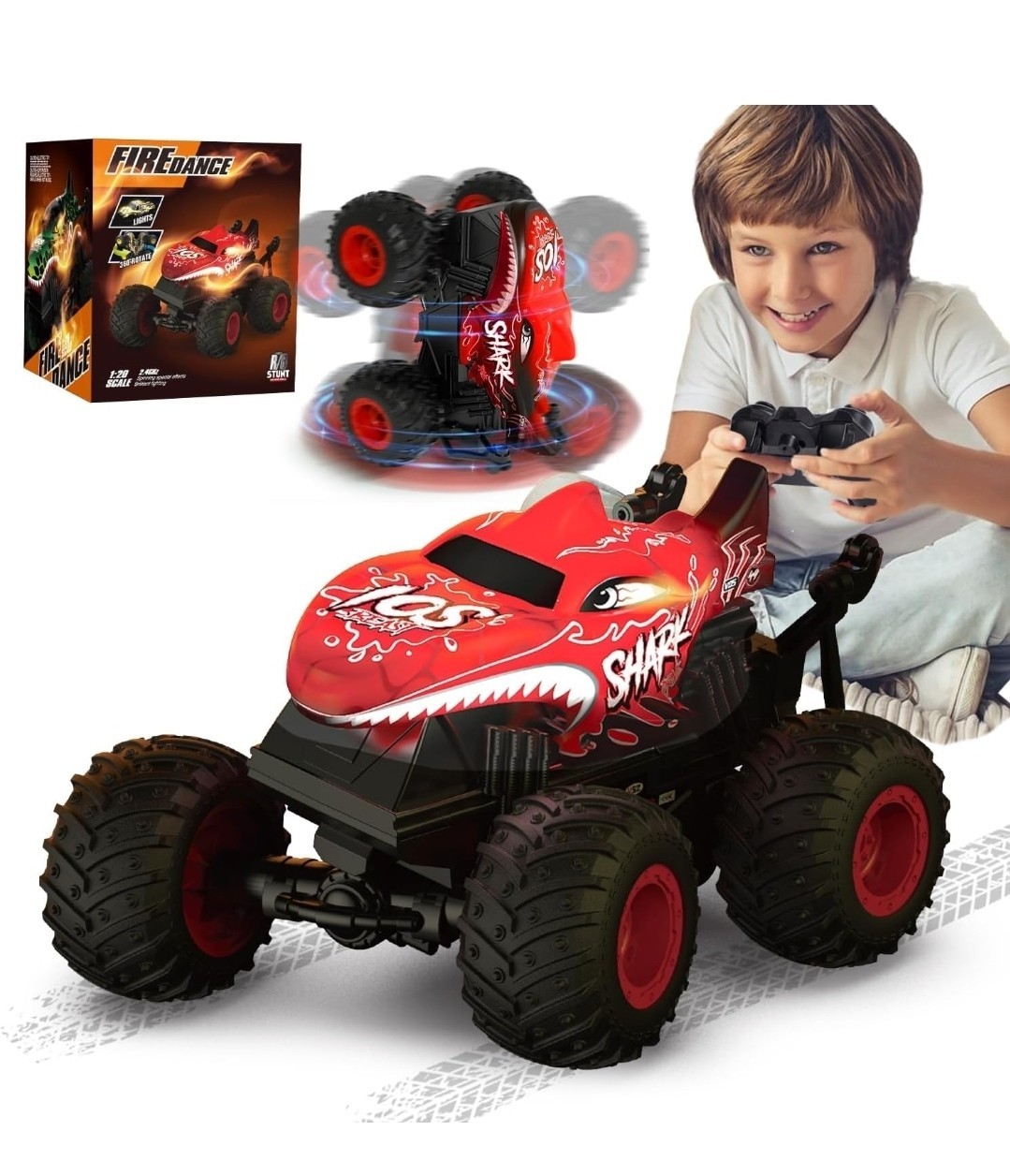 2.4 Ghz Shark Monster Trucks With Batteries, Light & Sound