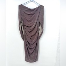 Betsy  Adam Taupe Silver Sparkle Cape Dress Size 4