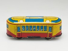 Vintage MARKE Technofix Tin Litho Windup Tram Train Car Toy