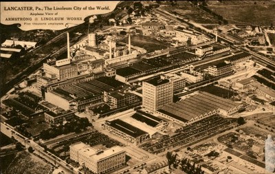 Lancaster PA Armstrong Linoleum Works Aerial Factory View Albertype Postcard