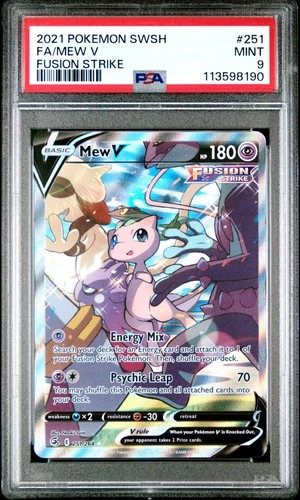 2021 POKEMON SWORD & SHIELD FUSION STRIKE #251 FULL ART MEW V PSA 9 ALT ART