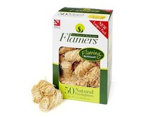 50 Flamers Firelighters Woodburners Stoves Barbeques & Campfires Natural Wood 0.16 per lighter