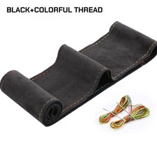 15 38cm Diy Suede Leather Car Steering Wheel Cover Anti-slip With Needle Thread