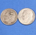 Lot of 2 Silver Roosevelt Dimes 1957D and 1964D