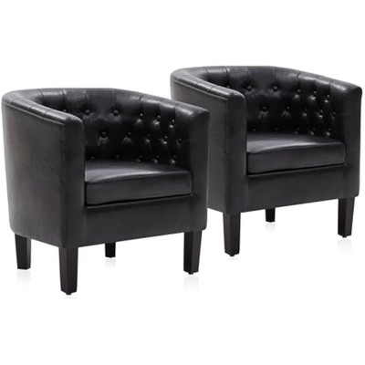 Brown accent chairs for living room, set of 2 elegant arm chairs, upho
